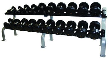 TROY 5 100 lb Rubber Encased Pro Style Dumbbell Set with Saddle Rack C Dumbbells Direct