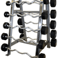 TROY 12-Sided Rubber Encased Curl Barbell Set with Horizontal Barbell Rack COMMPAC-TZBR110