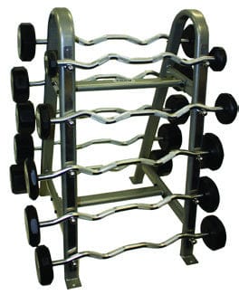 TROY 12-Sided Urethane Fixed Curl Barbell Set with Rack COMMPAC-TZBU110