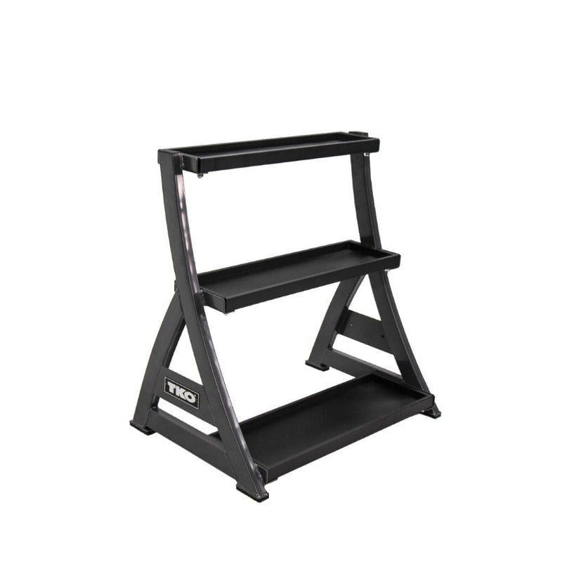 TKO 5-50lb Vinyl Kettlebell Set w/ 3 Tier Rack - S856-KBV5-50