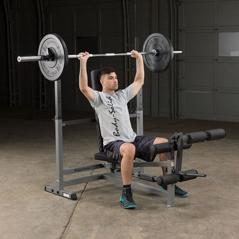 Body Solid Power Center Combo Bench | GDIB46L - Sample Exercise with Barbell