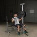 Body Solid Lat Pull Down/Seated Row Attachment for Benches | GLRA81 - Sample with Bench and Plate