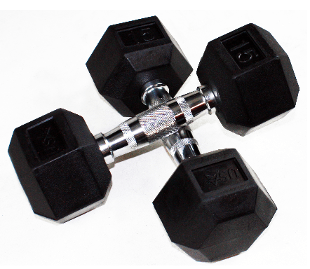USA 5-100lb Rubber Encased Hex Dumbbells with Rack VERTPAC-HDR100