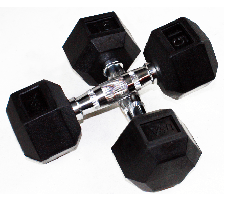 USA 5-30 lb Rubber Hex Dumbbells Set with Vertical Rack VERTPAC-HDR30G