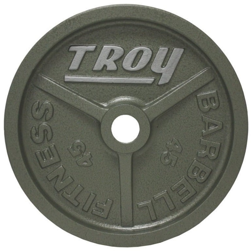TROY Wide Flange Premium Grade Machined Olympic Plate Gray | HO 45lb