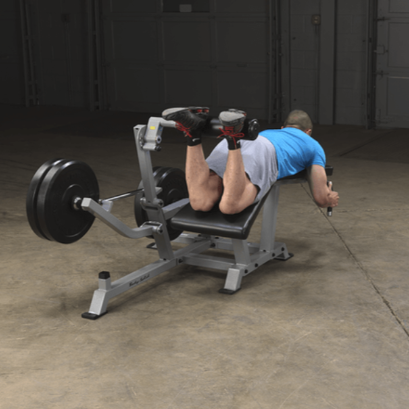 Body Solid Pro  Clubline Leverage Leg Curl  | LVLC - Sample Exercise with Plates