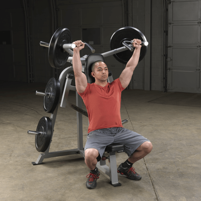 Body Solid Pro Clubline Leverage Shoulder Press |  LVSP -  Sample Exercise with Plates
