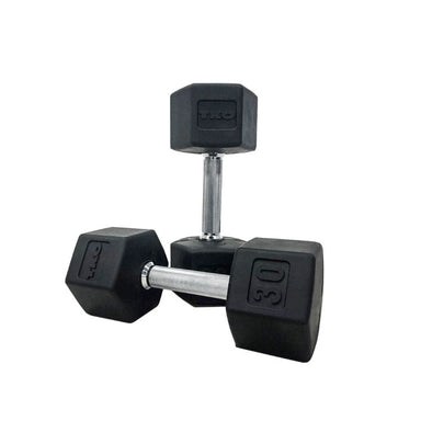 TKO 5-50Lb Rubber Hex Dumbbell Set, Straight Handle | 804SXR-A10