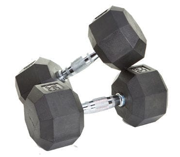 Troy 8-Sided Rubber Encased Dumbbell w/ Chrome Steel Contoured Handle | SD-R 35lb Pair
