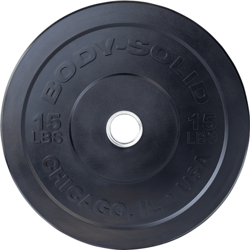 Body Solid Black Chicago Extreme Bumper Plates  15 lb | OBPX