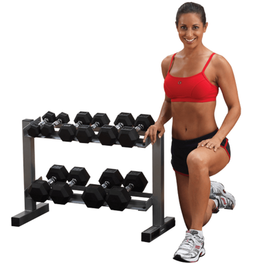 Body Solid Powerline Dumbbell Rack | PDR282X Sample with Dumbbell