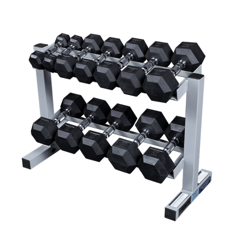 Body Solid Powerline Dumbbell Rack | PDR282X Sample with Dumbbell