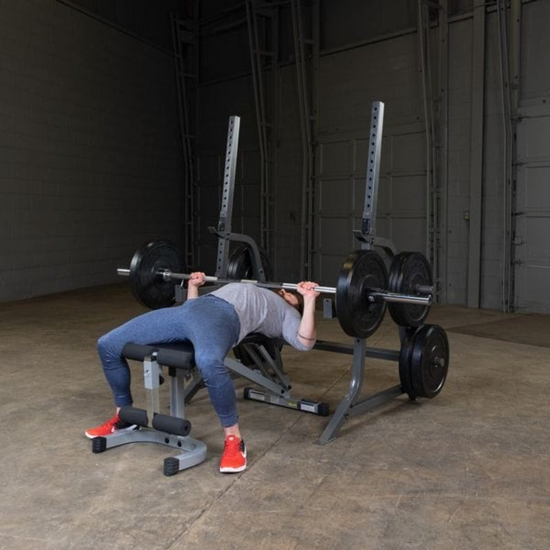Body Solid Powerline Multi Press Rack | PMP150 - Sample Exercise with Bench and Barbell