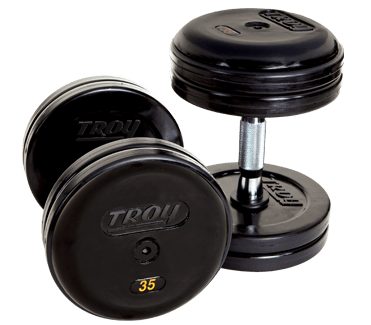 TROY Pro-Style Rubber Encased Dumbbell Contoured Handle & Rubber Endcaps - RUFDC-R