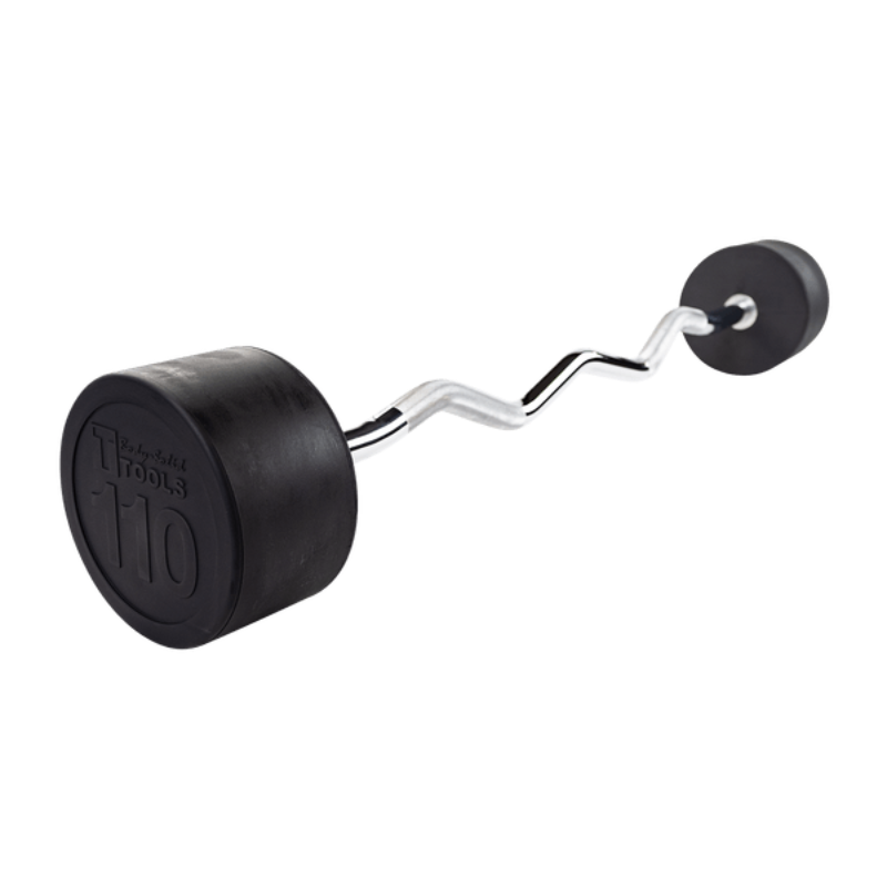 Body Solid Rubber Coated Fixed Curl Barbell, 110lb | SBZ110