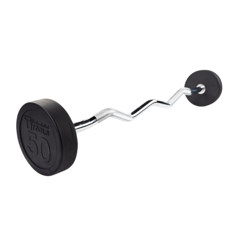 Body Solid Rubber Coated Fixed Curl Barbell - 50 lb