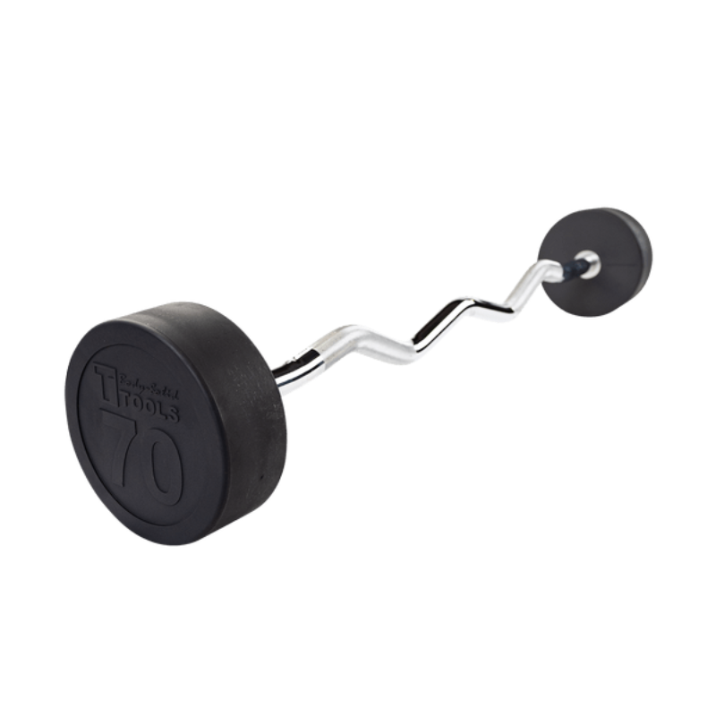 Body Solid Rubber Coated Fixed Curl Barbell - 70 lb