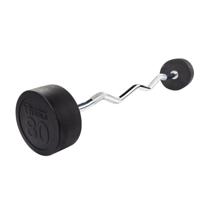 Body Solid Rubber Coated Fixed Curl Barbell - 80 lb