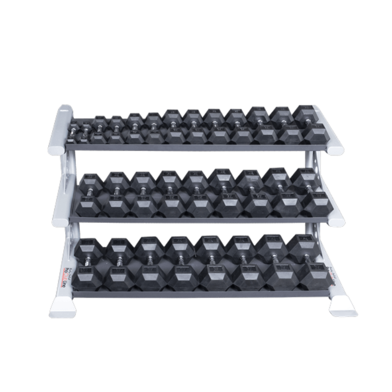 Body Solid Pro Clubline SDKR 3 Tier Dumbbells Rack | SDKR1000DB - Sample  with Dumbbells