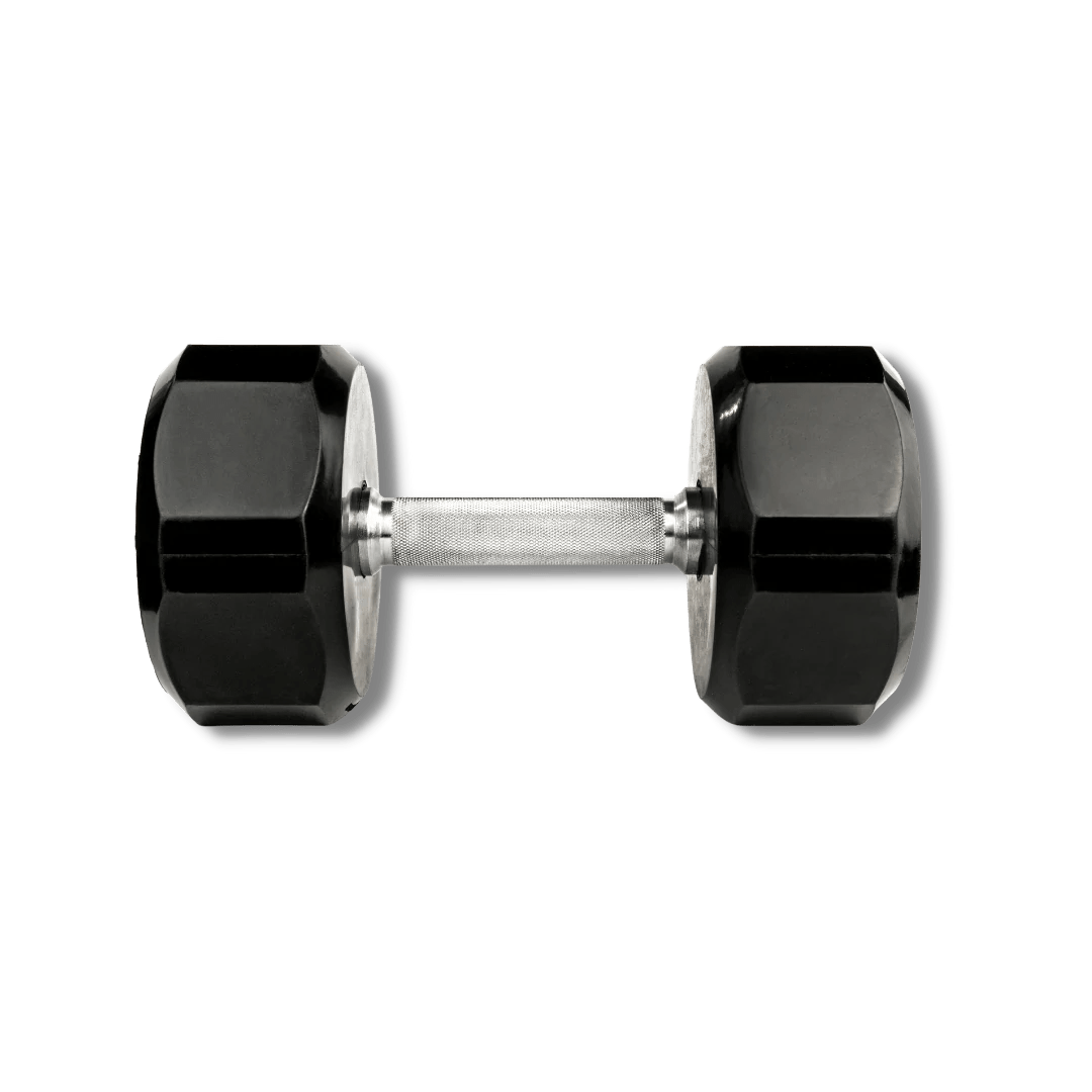 Troy 12-Sided Rubber Dumbbells 5-75lbs with Horizontal Rack VERTPAC-TSDR75