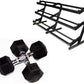 USA 5-100lb Rubber Encased Hex Dumbbells with Rack | VERTPAC-HDR100