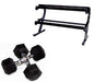 USA Sports by Troy 5-50lbs Rubber Hex Dumbbells with Rack | VERTPAC-HDR50