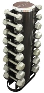 USA by Troy 8-Pair Iron Hex Dumbbells with Vertical Rack | VERTPAC-IHD25