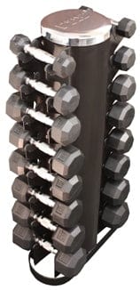 VTX 8-Pair Rubber Encased Dumbbells with Vertical Rack | VERTPAC-SDR25