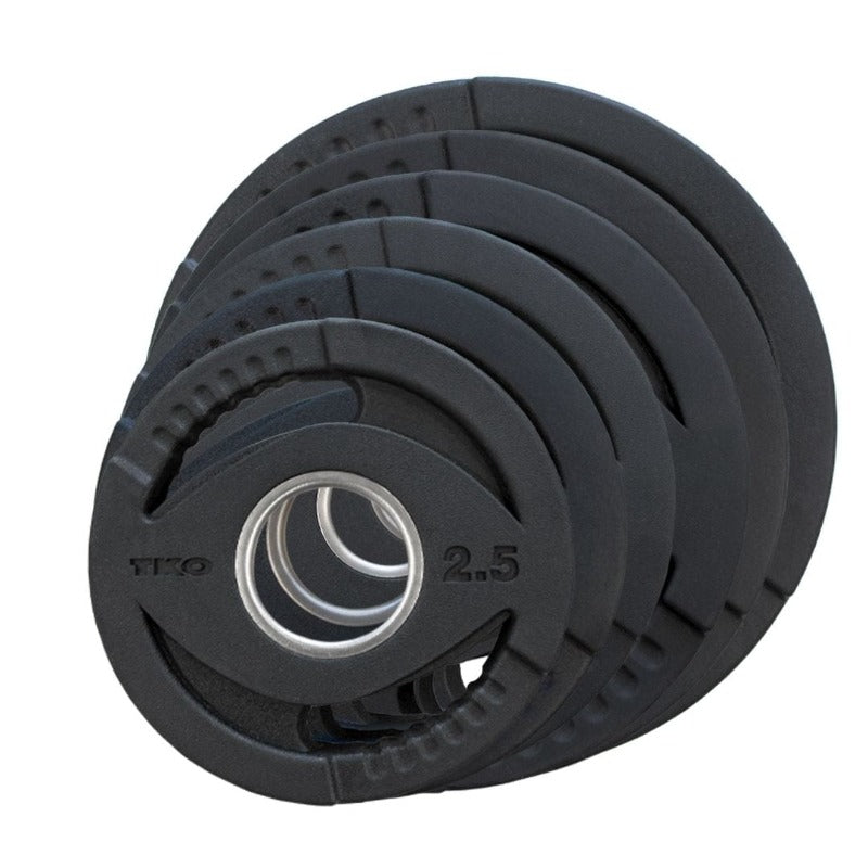 TKO 255lb Rubber Olympic Plate Set w/ Plate Tree | S843-OR255 2.5lb-45lb 